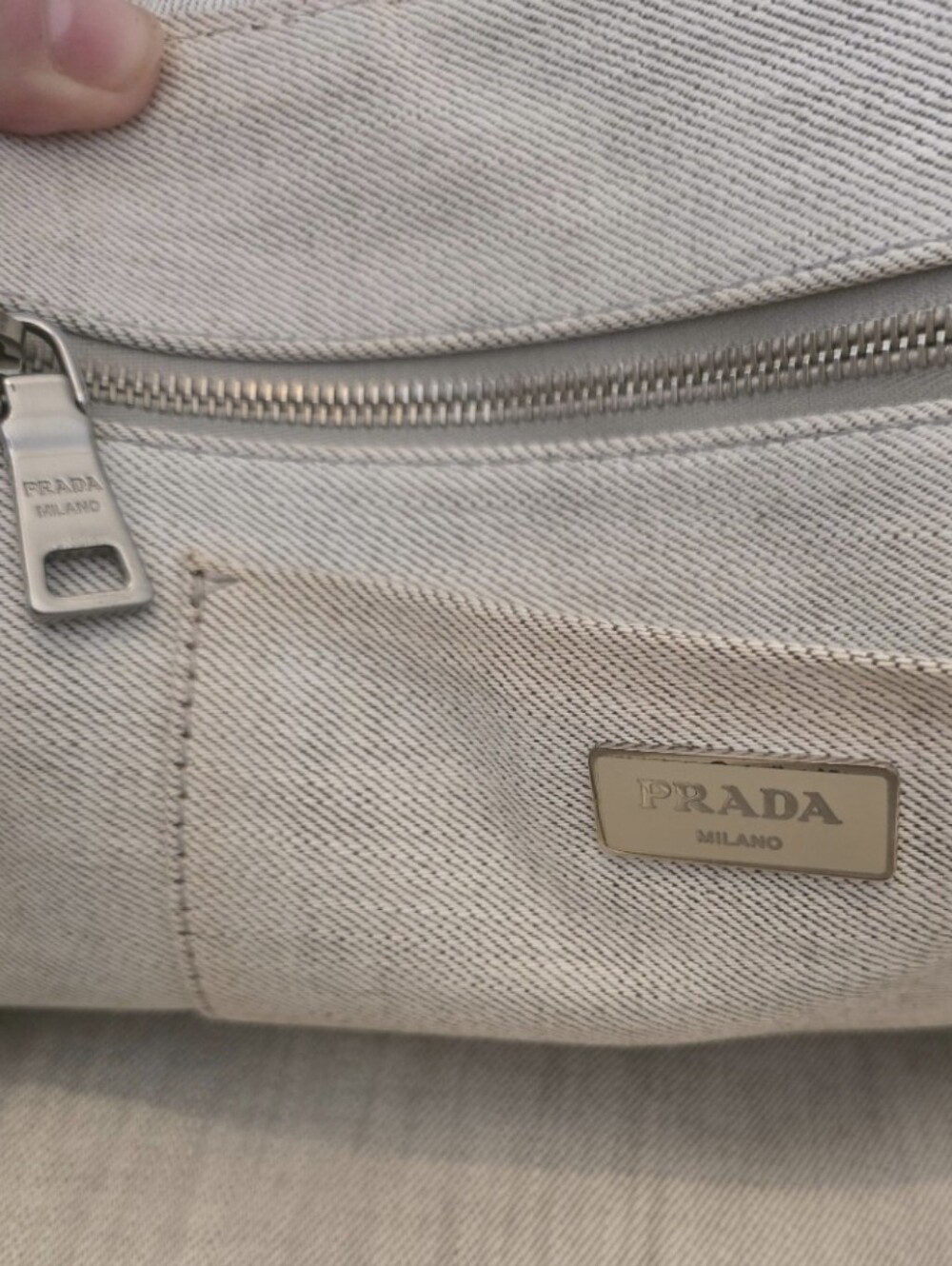 Prada Crystal Studded Lg Canapa Denim Tote w/ Card & Crossbody Strap in EUC - Picture 11 of 16